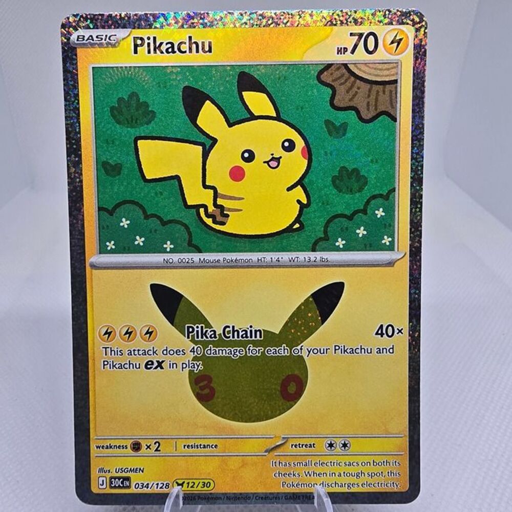 Pikachu #34 Pokemon 30th Celebration (12/30)